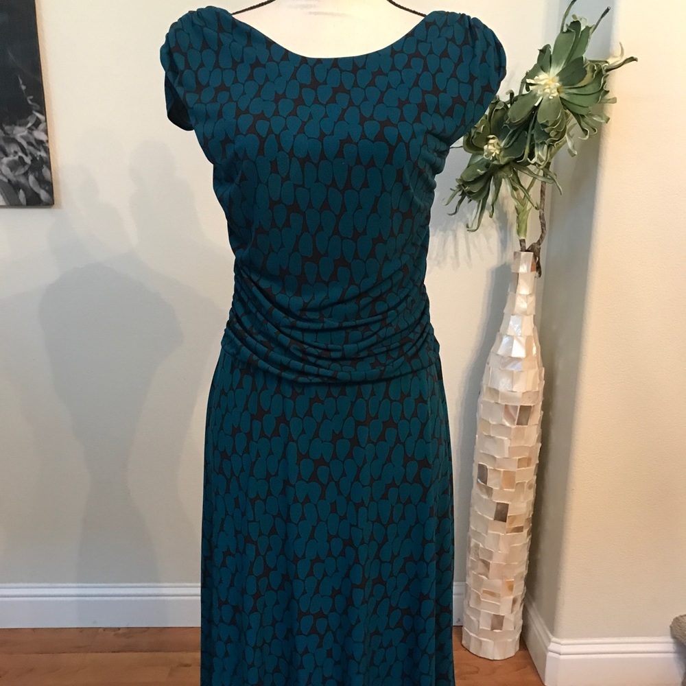 Brown and blue patterned dress